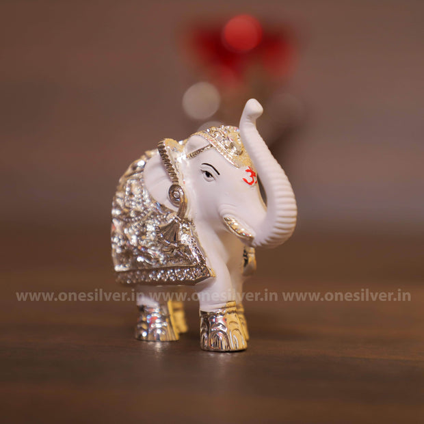 onesilver.in elephants Elephant White Silver Pair 3inches