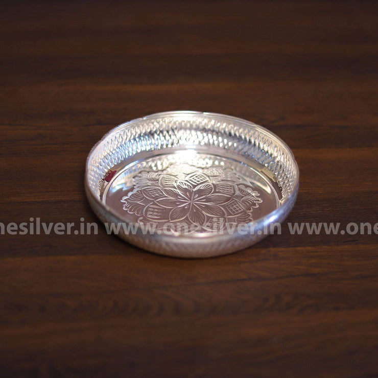 onesilver.in german silver German Silver Pooja Plate 8"