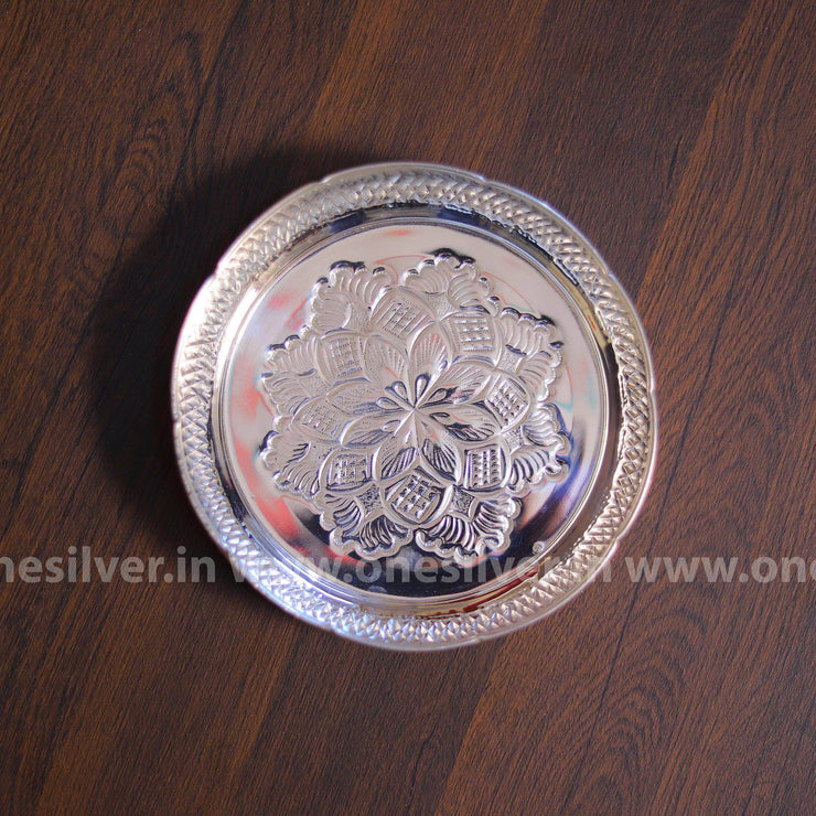 onesilver.in german silver German Silver Pooja Plate 8"