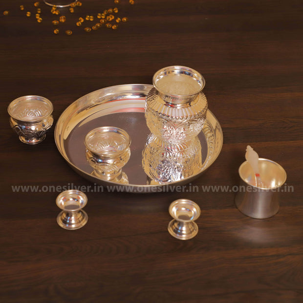 onesilver.in german silver German silver Pooja Set