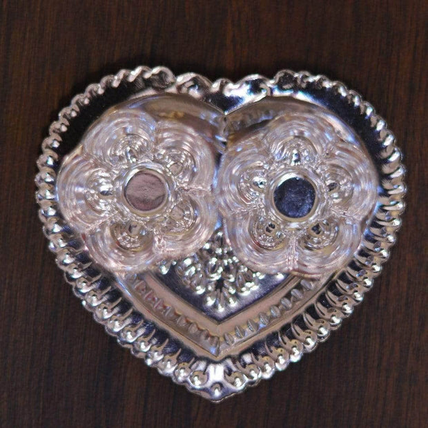 onesilver.in german silver Heart Shape Karanda kumkum Plate