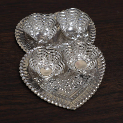 onesilver.in german silver Heart Shape Kumkum Plate 6 pcs