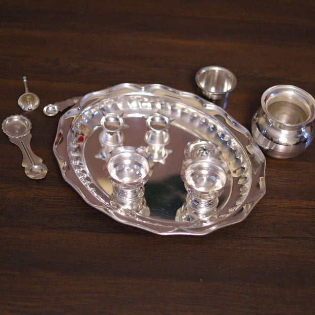 onesilver.in german silver Silver plated Classic pooja  Set