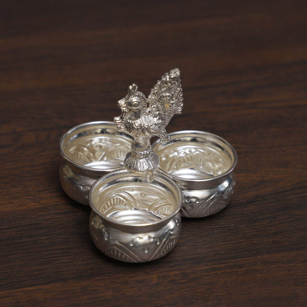 onesilver.in german silver Three Cup Panchwala peacock