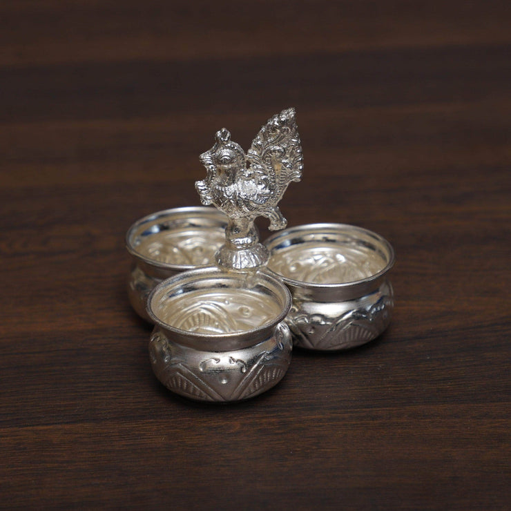 onesilver.in german silver Three Cup Panchwala peacock Small