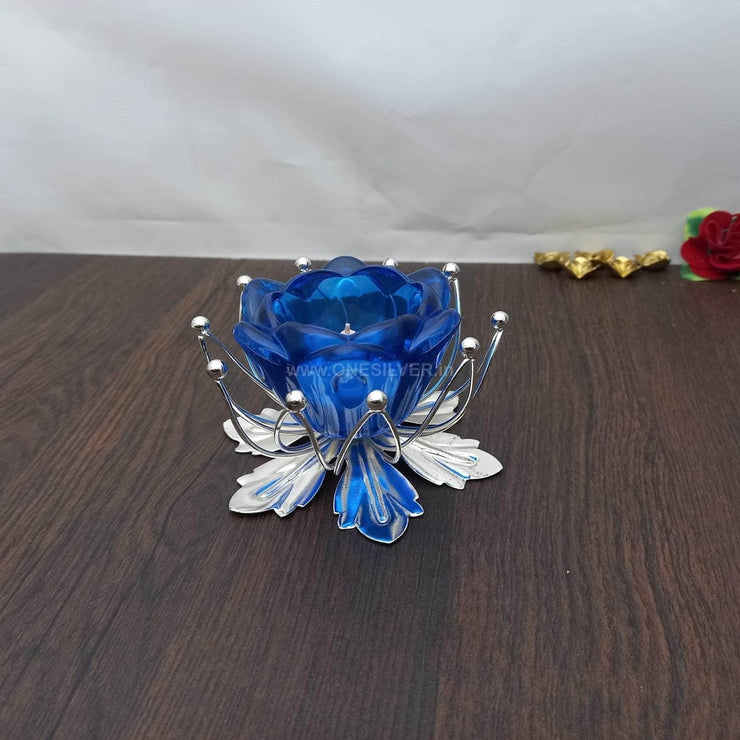 onesilver.in gift set Flower Candle stand Blue