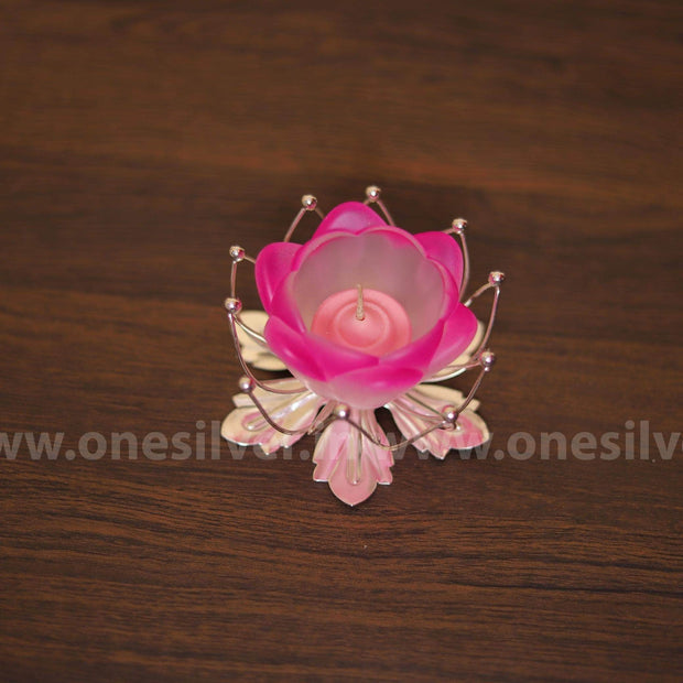 onesilver.in gift set Flower Candle stand Pink