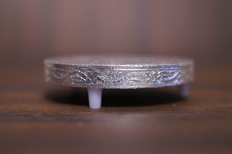 onesilver.in gifts Round Silver  plated Chouki 5"x5"
