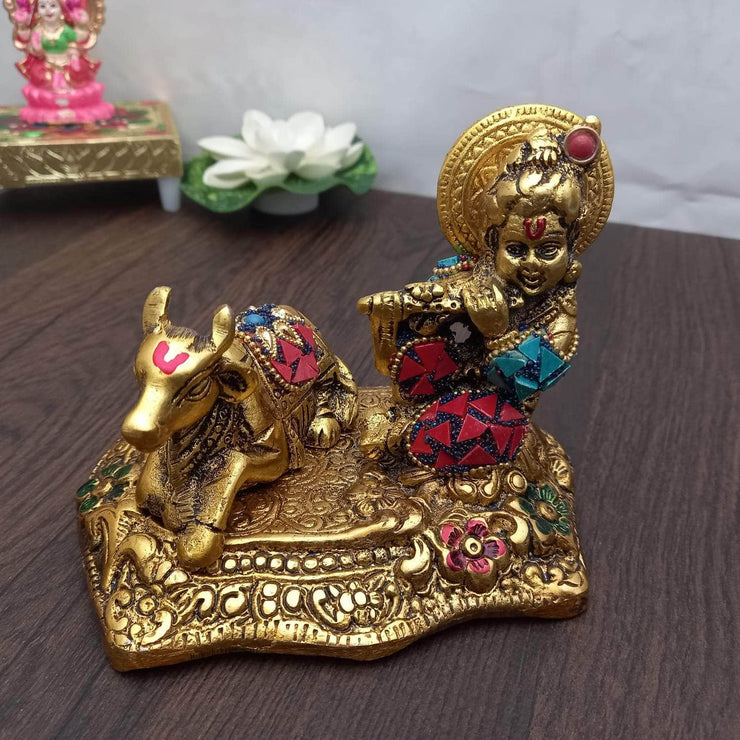 onesilver.in idols Brass Mixed Krishna Nandi