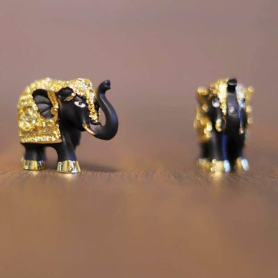 onesilver.in idols Elephants Black Gold pair 2"