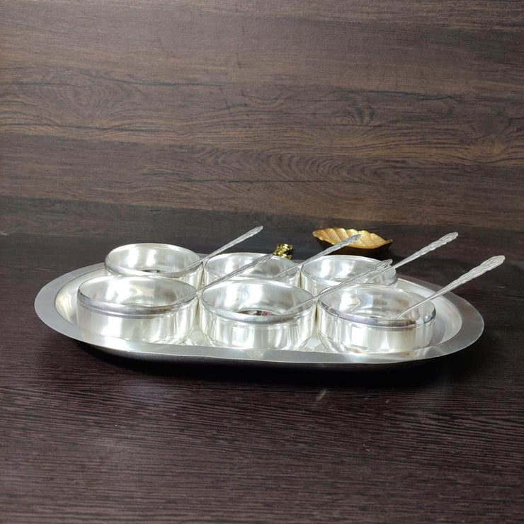 onesilver.in kumkum bharani S P 6pc Cup Tray set