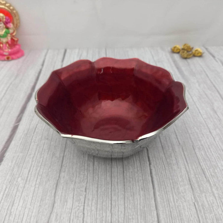 onesilver.in kumkum bowl Floral Red Base Bowl 1818/4