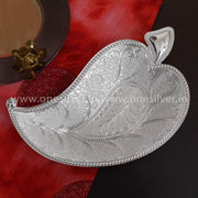 onesilver.in leaf bowl GS Silver Plated Leaf Tray 6"