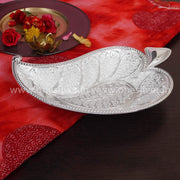 onesilver.in leaf bowl GS Silver Plated Leaf Tray 6"