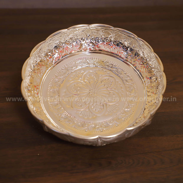 onesilver.in plate AstaLakshmi Pooja Plate With Stand 14"