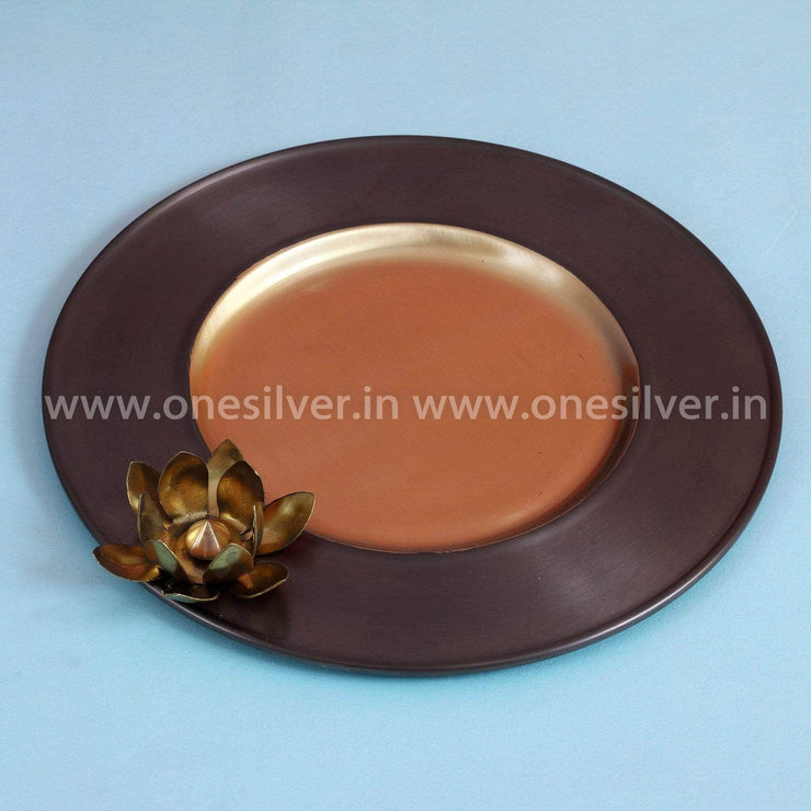 onesilver.in plate Brass Nakkam Pooja Plate Small 8"