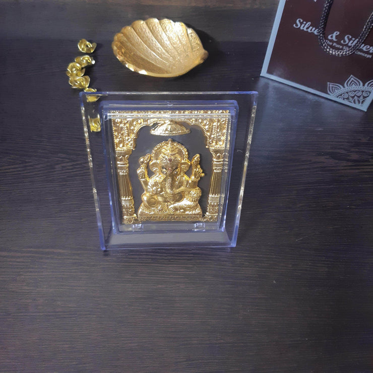 onesilver.in silver 99.9 gold 3D Ganesha Frame 5"
