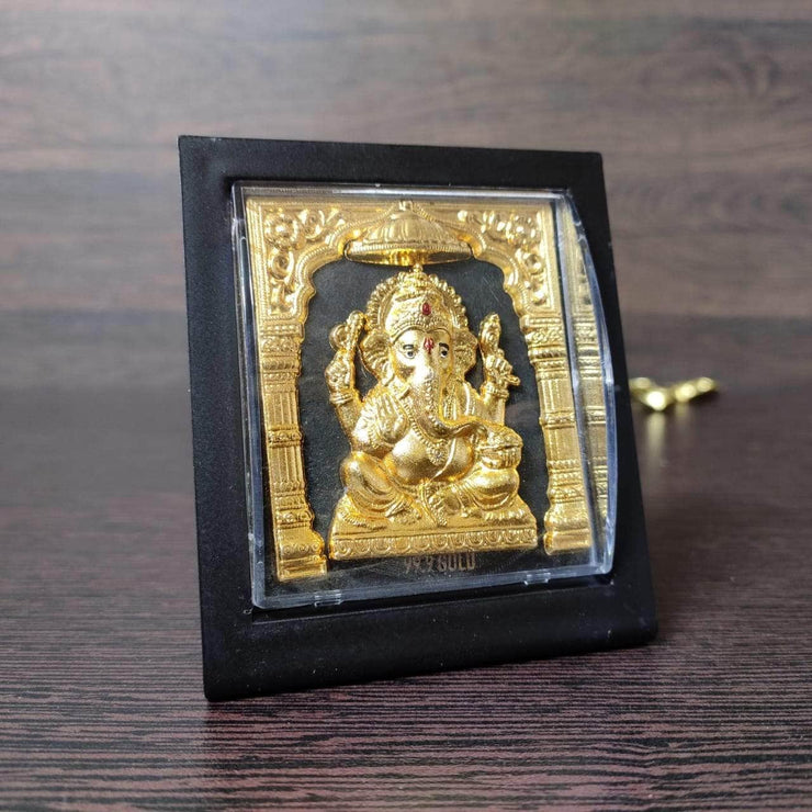 onesilver.in silver 99.9 gold Ganesha frame 7 cm