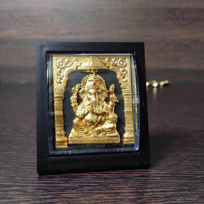 onesilver.in silver 99.9 gold Ganesha frame 7 cm