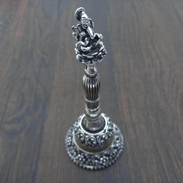 onesilver.in silver bell Ganesh Antique GS Pooja Bell Mixed 4"
