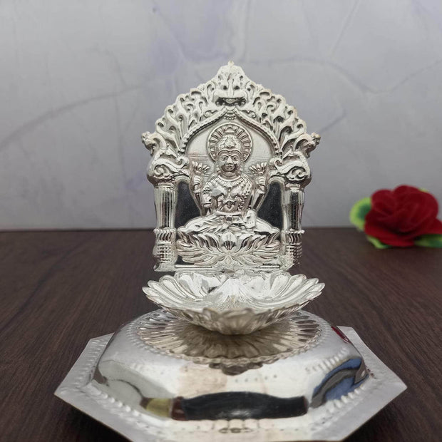 onesilver.in Silver Diya Arch Leaf Lakshmi  Diya