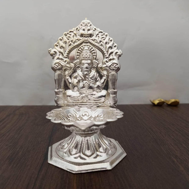 GOLDGIFTIDEAS Pure Silver Lakshmi Diya for Gift, Silver Diya for Pooja,  Silver Diya Lamps for Home