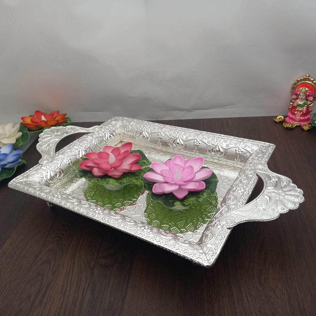 onesilver Pooja Tray GS Pooja Rectangle Tray GT 5158