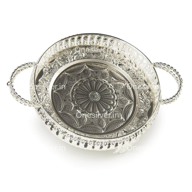 Onesilver Trays Empire Round Silver Tray With Legs  GT17