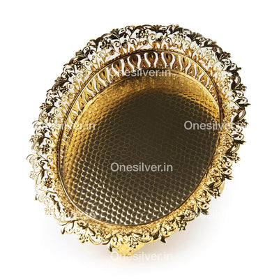 Onesilver Trays Golden Antique Plain Tray  GT6